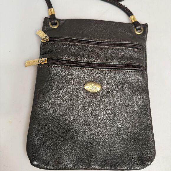 Gio Made in Italy Leather Crossbody Coin Phone Wallet Dark Brown 6.5"x9" EUC - Picture 2 of 14